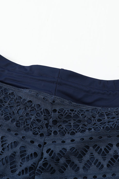 Lace Shorts Attached Swim Bottom